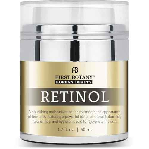 First Botany Korean Retinol Moisturizer Face Cream - Hydrating Anti-Aging Facial & Neck Cream with Bakuchiol, Niacinamide & Hyaluronic Acid - Made in Korea, Cruelty-Free 1.7 Fl Oz