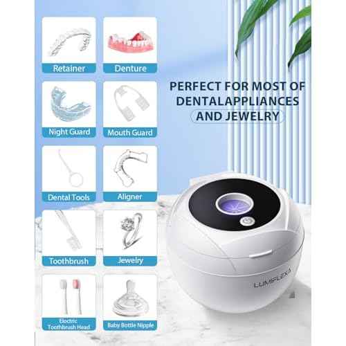 Ultrasonic Retainer Cleaner-45kHz Retainer Cleaner Machine,4 Modes Ultrasonic Cleaner for Dentures, Aligners,Mouth Guards, Braces,Toothbrush,Jewelry-200ML Dental Pod(White)