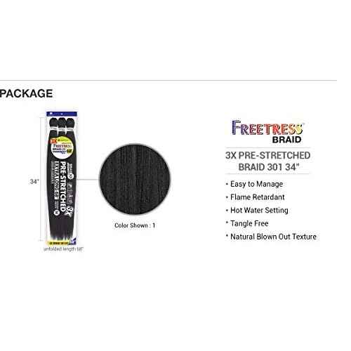 Freetress Braids Natural Texture Braids 3X Pre-Stretched Braid 301 34 inches (5-pack, 2)