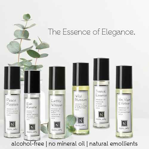 Nabila K Roll-on Perfume (Set of 6) with Essential Oils Alcohol-Free, All-Natural, Organic, Long-Lasting Fragrance - Travel-Size Perfume for Women - TSA Approved, 0.33 oz / 10 ml