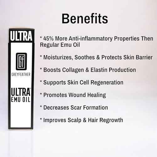 Greyfeather Ultra Emu Oil ? 45% More Anti-Inflammatory Properties | Deep Moisturizer for Skin, Hair & Nails | Supports Wound Healing, Reduces Scars, Soothes Irritations, Boosts Collagen & Hair Growth