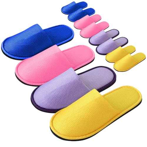 GONG GONG 6-8 Pairs Mash Cloth Disposable Slippers, Machine Washed & Reused, Closed Toe Guest Slippers for Guest, Bathroom, House, Hotel, Party, SPA