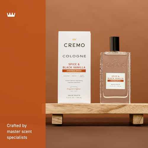 Cremo Cologne For Men - Spice & Black Vanilla Mens Cologne Spray, An Explosion of Vibrant Spices, Dark Woods and Black Vanilla, Multi-Layered Signature Men's Fragrances, 3.4 Fl Oz