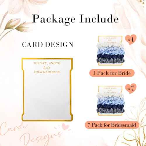 8 Pack Bridesmaid Gifts Satin Bridesmaid Scrunchies Soft Hair Ties Bachelorette Party Favors Hair Accessories for Women Bridesmaid Proposal Gift (Gradient Blue)