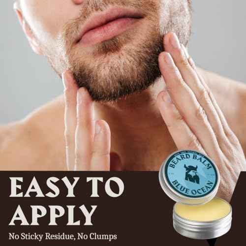 Striking Viking Beard Balm for Men - Leave in Beard Conditioner - Styling Balm Made with Naturally Derived Beard Butter, Argan & Jojoba Oils (2 Ounce (Pack of 1), Blue Ocean)