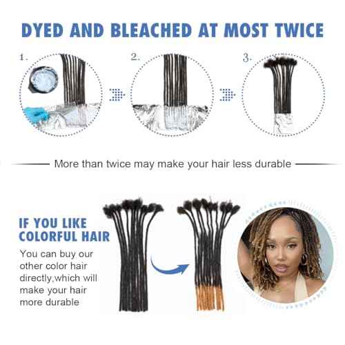 18 inch Loc Extensions Human Hair, 50 Strands Permanent Dreadlock Extension Human Hair 0.4cm Width 100% Full Handmade Dreads Can Be Dyed and Bleached Curled dreads extensions