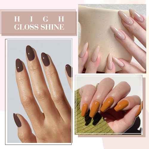 CANNI 6 Colors 9 ML Hema-Free Brown Gel Nail Polish Set, Dark Chocolate Brown Gel Polish Kit Fall Light Colors, Soak Off LED Nail Gel Manicure Kit DIY at Home Salon Gifts