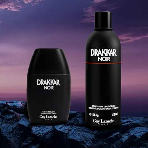 Guy Laroche Drakkar Noir, Iconic Designer Fragrance, Intense & Powerful Body Spray, Fougere Blend & Aromatic Spices, Long Lasting Mens Cologne, Day and Evening Scent
