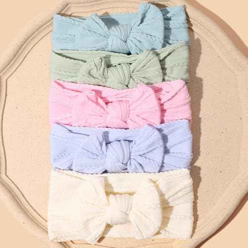 18PCS Baby Soft Nylon Headbands Hairbands With Hair Bows,Elastics Head Wrap Hair Accessories for Newborn Baby Girls Infant Toddlers Kids (ONE SIZE FIT ALL)