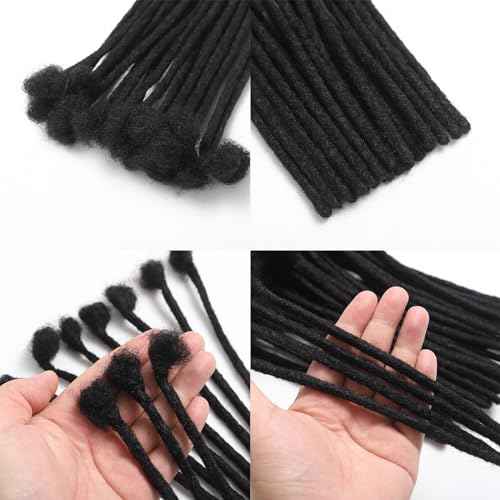 Loc Extension Human Hair 0.8cm Width 8inch 30 Strands 100% Full Handmade Permanent Dreadlock Extension Human Hair for Women/Men/Girl Can Be Dyed Bleached Curled (0.8cm,8Inch,30Strands£¬ Natual Black)