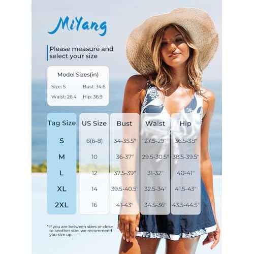 MiYang Women's One Piece High Waist Printing Swim Dress Padded Swimwear