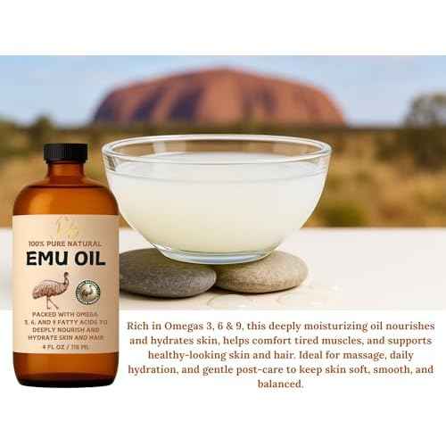 Emu Oil, 100% Pure Australian Emu Oil ? Refined & Unscented ? Natural Moisturizer for Hair, Skin, Face & Body ? Helps with Scars, Dry Skin & Massage ? 4 fl oz Glass Bottle