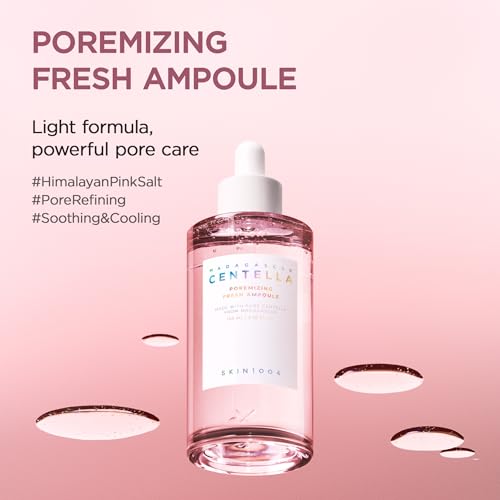 SKIN1004 Centella Poremizing Fresh Ampoule 1.69 fl.oz(50ml) Korean Pink Serum for Enlarged Pores Minimizing with Madagascar Centella and Himalayan Pink Salt, Hydrating Facial Serum, Korean Skincare