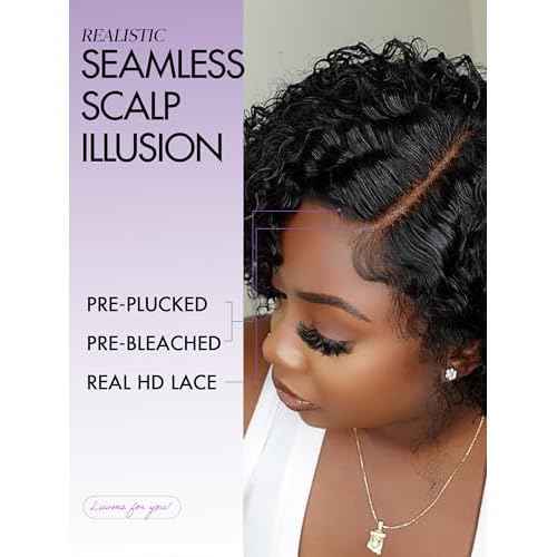 LUVME HAIR Short Curly Wig Human Hair 8 Inch Glueless Wigs Human Hair Pre Cut Lace Closure Undetectable HD Lace Wig