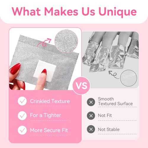 Makartt Nail Polish Remover Soak off Foils ? Gel Polish Remover Foil Nail Wraps with 1.18 inch Pre-attached Lint Free Larger Cotton Pads for Gel Nail Removal at Home or Salon(100 Pcs)