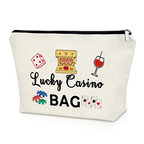 Sazuwu Lucky Casino Gifts Makeup Bag for Women Gambling Themed Gifts for Grandma Mom Birthday Mothers Day Retirement for Casino Lovers