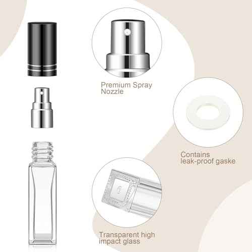 Domensi 90 Pcs 10 ml Empty Glass Perfume Bottles Bulk - Gold,Silver,Black Refillable Cologne Spray Atomizer with Pump, for Travel, Skincare, Haircare, Cleaning & DIY Essentials