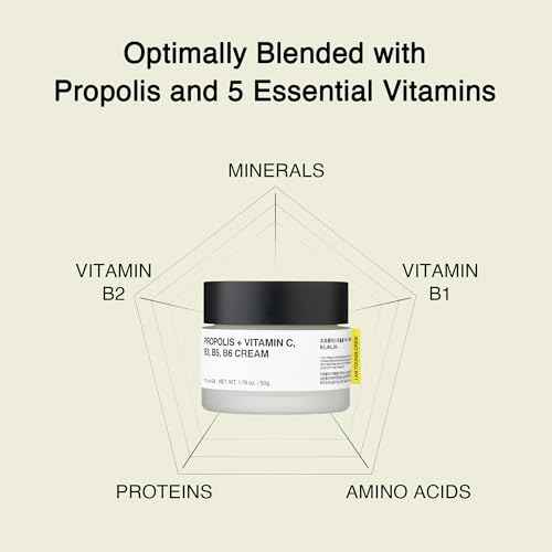 TOUN28 Propolis Vitamin C & B Complex Cream 1.76 oz (50g) | Moisturize, Nourish & Strengthen Skin Barrier with Propolis Extract| Korean Skincare for Sensitive Skin