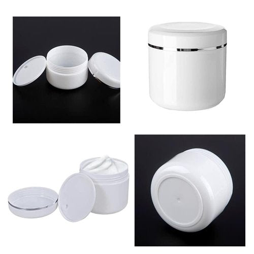 6 Pack Plastic Empty Cosmetic Containers with Lid, Portable 8 Oz 250ml Refillable Make-up Face Cream Jars Case for Body Scrub Mask Lotion Storage Pot (White)