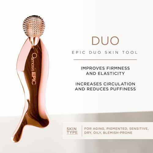 Osmosis 2-In-1 EPIC Duo Skin Tool, Gua Sha Facial Roller Multi-Tool, Increases Circulation, Firms, Helps Reduce Puffiness, For Face Eyes Neck