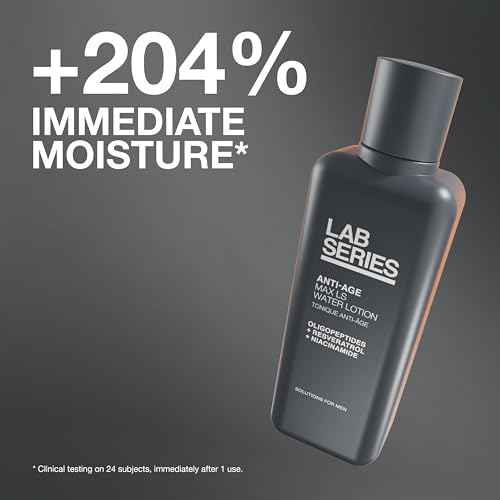 Lab Series Men's Max LS Water Lotion Toner - Moisturizing Essence Face Toner with Hyaluronic Acid and Caffeine - Skin Care for Men, 6.7 Fl Oz