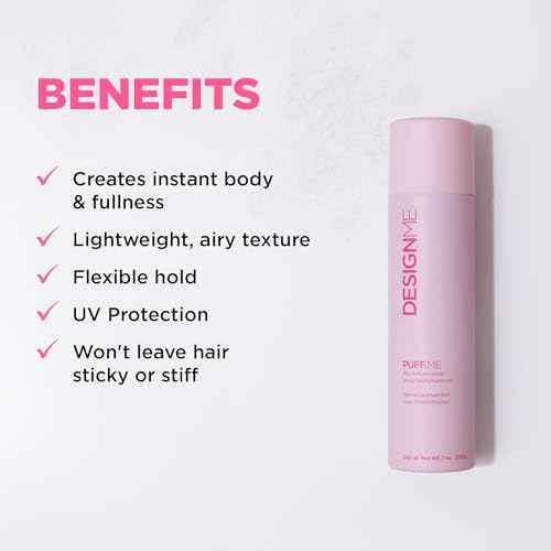 PUFF.ME Volumizing Dry Texture Spray for Hair by DESIGNME | Light Hold Hairspray for Straight or Wavy Hair | Color Safe Fine Hair Texture Spray | Paraben and Sulfate Free Hair Texturizer, (7 Oz)