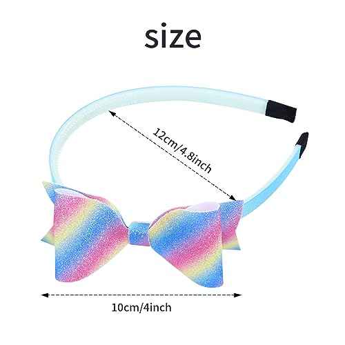 Cinaci 10 Pieces Sparkling Sequin Bow Plastic Headbands with Teeth Hair Bands Hairbow Accessories for Toddlers Kids Teens Girls