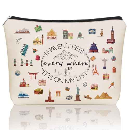 World Travel Gifts Makeup Bag Gift: Cute Cosmetic Bag I Haven't Been Everywhere But It's on My List For Teen Girl & Women Travellers.Ideal Trip Gift Cosmetic Bag For Travel, Birthdays.