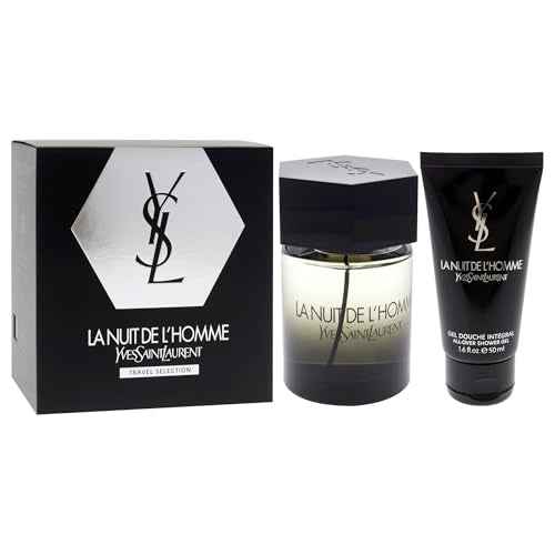 La Nuit De LHomme by Yves Saint Laurent for Men - 2 Pc Gift Set 3.3oz EDT Spray, 1.6oz Shower Gel