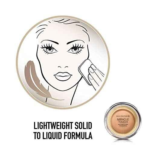 MAX FACTOR - Miracle Touch Foundation - Lightweight Cream To Liquid Formula - SPF 30 & Hyaluronic Acid - 80 Bronze
