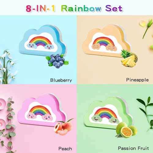 Rainbow Bath Bombs Gift Set, Handmade 8 Pcs Bath Bombs for Kids Girls, Kid Bubble Bath Fizzy, Stocking Stuffers for Kids, Christmas Gifts for Kid Women