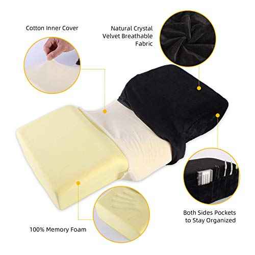 Professional Eyelash Extension Memory Foam Pillow With Acrylic Shelf Organizer Stand, Lash Extension Grafting Pillow Makeup Tool Display Cabinet Shelves with Velvet Pillowcase