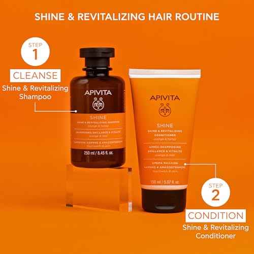 Apivita Shine Shampoo |Shine & Revitalizing Shampoo with Orange & Honey, Silicone-Free, 250 mL / 8.45 oz