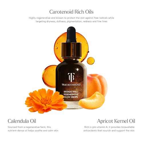 True Botanicals Bronze Well Regenerative Glow Drops | Naturally Bronzing | Moisturize Skin & Add a Slight Glow | All Skin Types | Dermatologist Tested, All Natural, Vegan | 1 fl oz | 30 ml