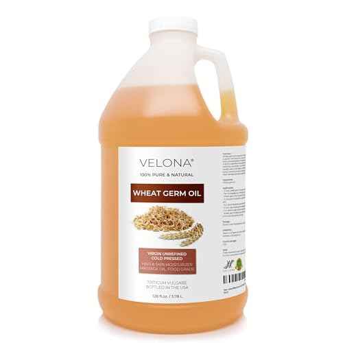velona Wheat Germ Oil USP Grade 1 Gallon / 128 Fl Oz | 100% Pure and Natural Carrier Oil | Unrefined, Cold Pressed | Cooking, Face, Hair, Body & Skin Care | Use Today - Enjoy Result