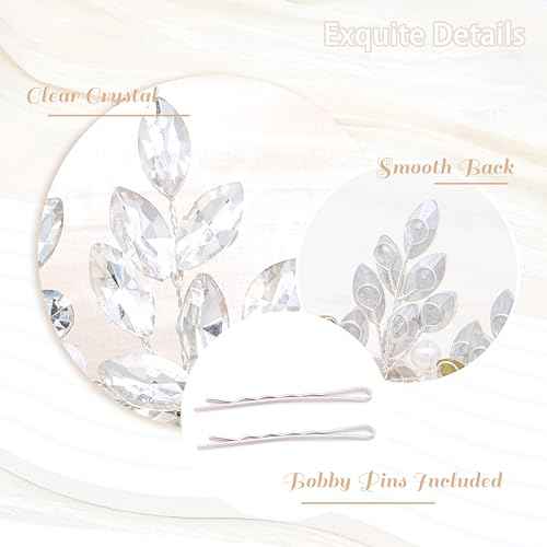 Oriamour Rhinestone Bridal Headband, Silver Wedding Headpiece for Bride, Wedding Hair Accessories for Brides Hair band For Women (Silver04, 14'')