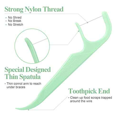 300 Count Orthodontic Flossers for Braces with Floss Dispenser, Brace Flossers for Kids Teeth & Adults, Dental Floss for Braces, Dental Floss Picks, 50 Count Bag (Pack of 6)