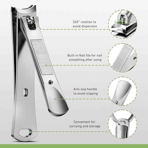 BALUCA Curved Toenail Clipper for Senior for Thick Nails, Professional Finger Nail Clipper for Women for Hard Nails, Stainless Steel Nail Cutter for Accurate Trimming and Grooming,Silver