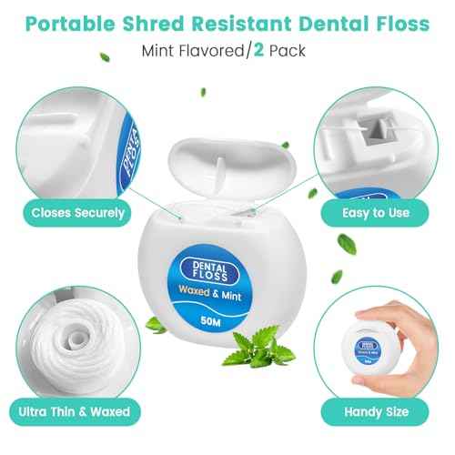 Floss Threaders 400 Count/4 Pack, with 2 Pack of 50M Mint-Flavored Waxed Dental Floss, for Braces, Bridges, Implants, Permanent Retainer