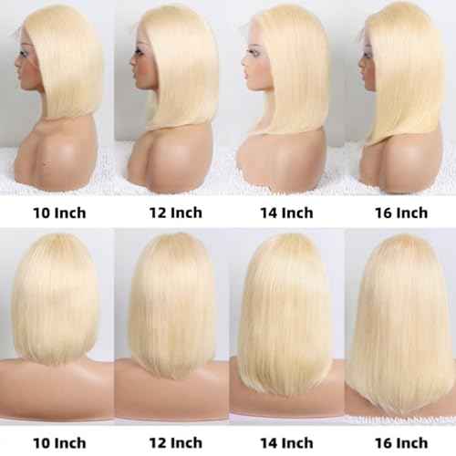 Straight 613 Bob Wig Human Hair 180% Density 13x4 HD Transparent Lace Front Wig Blonde Bob Wig Human hair Pre Plucked Glueless Wigs with Baby Hair 10 Inch Short Lace Frontal Bob Wigs for Women