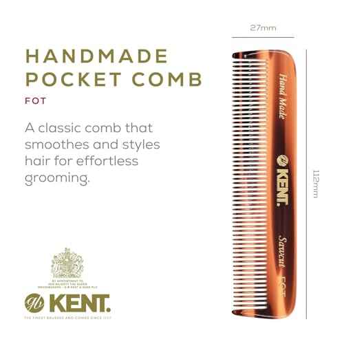 Beard & Mustache Grooming Kit - Kent BRD5 Boar Bristle Brush + Kent 81T & A FOT Sawcut Fine Tooth Combs for Men's Care