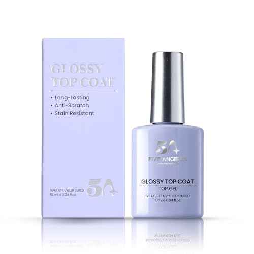 Gel Nail Polish Top Coat- No Wipe, High Gloss Shiny Long Lasting Top Gel for Clear Nail Gel and Acrylic Nails, for Home DIY and Nail Salon 0.34 fl oz/10ml
