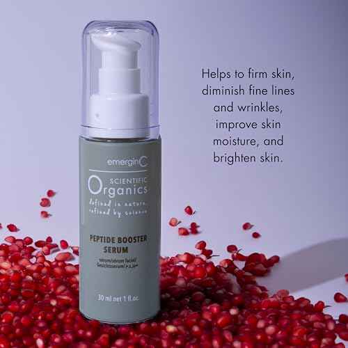 emerginC Scientific Organics Peptide Booster Facial Serum - Face Serum with Kombucha, Red Algae + Antioxidant Astaxanthin to Hydrate, Visibly Improve Signs of Aging + Tone (1 Ounce, 30 ml)