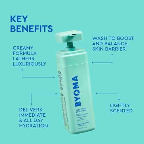 BYOMA Hydrating Body Wash - For Normal to Dry Skin - Hydrating, Creamy Body Wash with Squalane, Beta Glucan - Cleanses, Softens & Soothes - Skin Barrier Repair - 16.9 fl oz