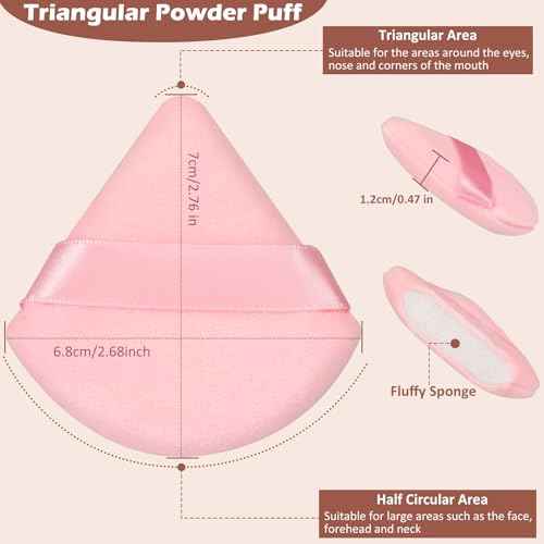 Colovis 48 PCS Powder Puff, Face Soft Makeup Sponge, Velour Triangle Powder Puff for Foundation, Makeup Puff Setting Makeup for Loose Powder, Beauty Tools(Pink)