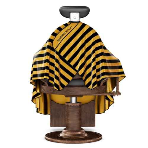 Professional Barber Cape - Hair Cutting Cape with Adjustable Neck Closure, Salon Quality Styling Cape for Hairdressers and Barbers - Gold Stripe