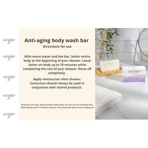 HARP Anti-Aging Body Wash Bar With Retinol + Niacinamide, Vitamin E, Hyaluronic Acid. 100% Syndet Base. Soap/Lye-Free and FRAGRANCE FREE (3-Pack, Anti-Aging Serum)