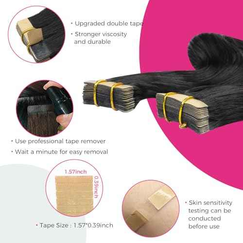 Lashey Tape in Extensions Human Hair Body Wave 18 Inch 100g 40pcs Natural Black Remy Human Hair Invisible Tape in Hair Extensions