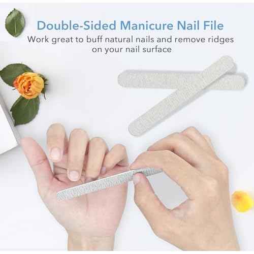Nail Files, 50 PCS Fingernail Files 80/100 Grit Double Sided Emery Boards for Natural Nails - Professional Nail File Bulk Washable Manicure Tool Travel Size
