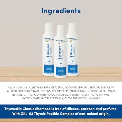 THYMUSKIN Classic - Hair Care Peptides Shampoo (Step #1) for Hair Growth Due to Hair Loss - for Normal to Oily & Greasy Hair and Scalp Condition